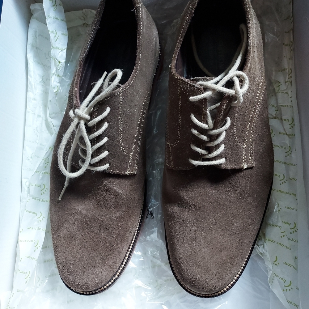 Nordstrom Men's Shop Brown Suede Leather Shoes Made In Brazil Size 10.5M